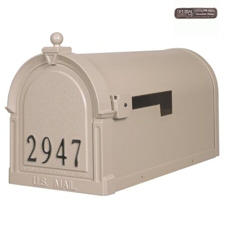 Berkshire Curbside Mailbox with Front Numbers-Swedish Silver SCB-1015-FN-SW